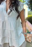 Agnes Cushion Cotton Cap Sleeve Top Stone